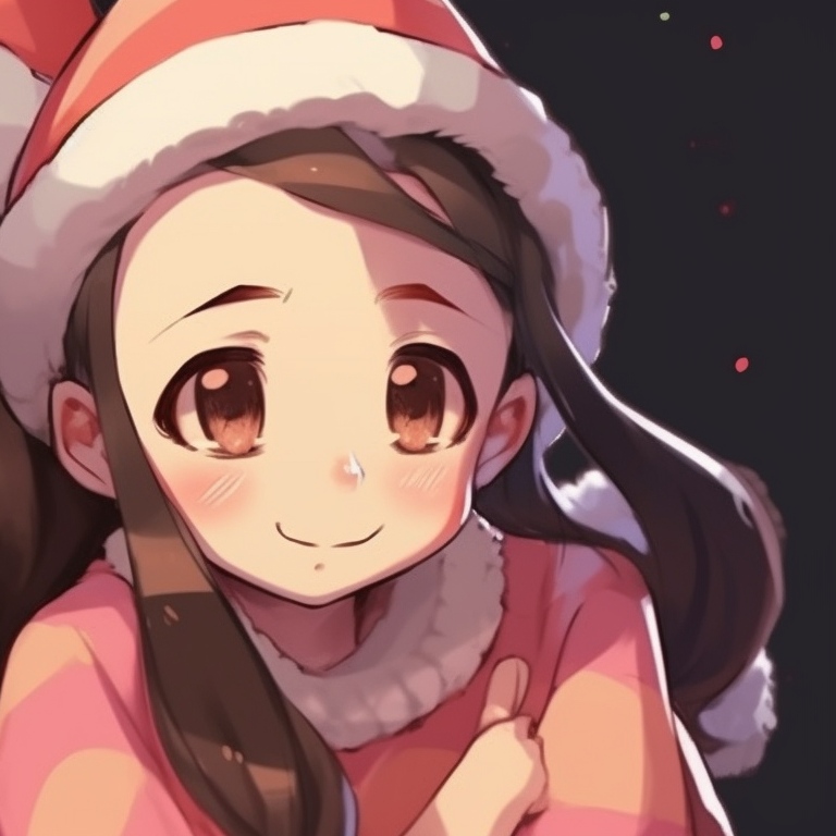 Shinobu and Nezuko in laid-back poses, pastel colors and Christmas hats. demon slayer christmas pfp ideas pfp for discord.