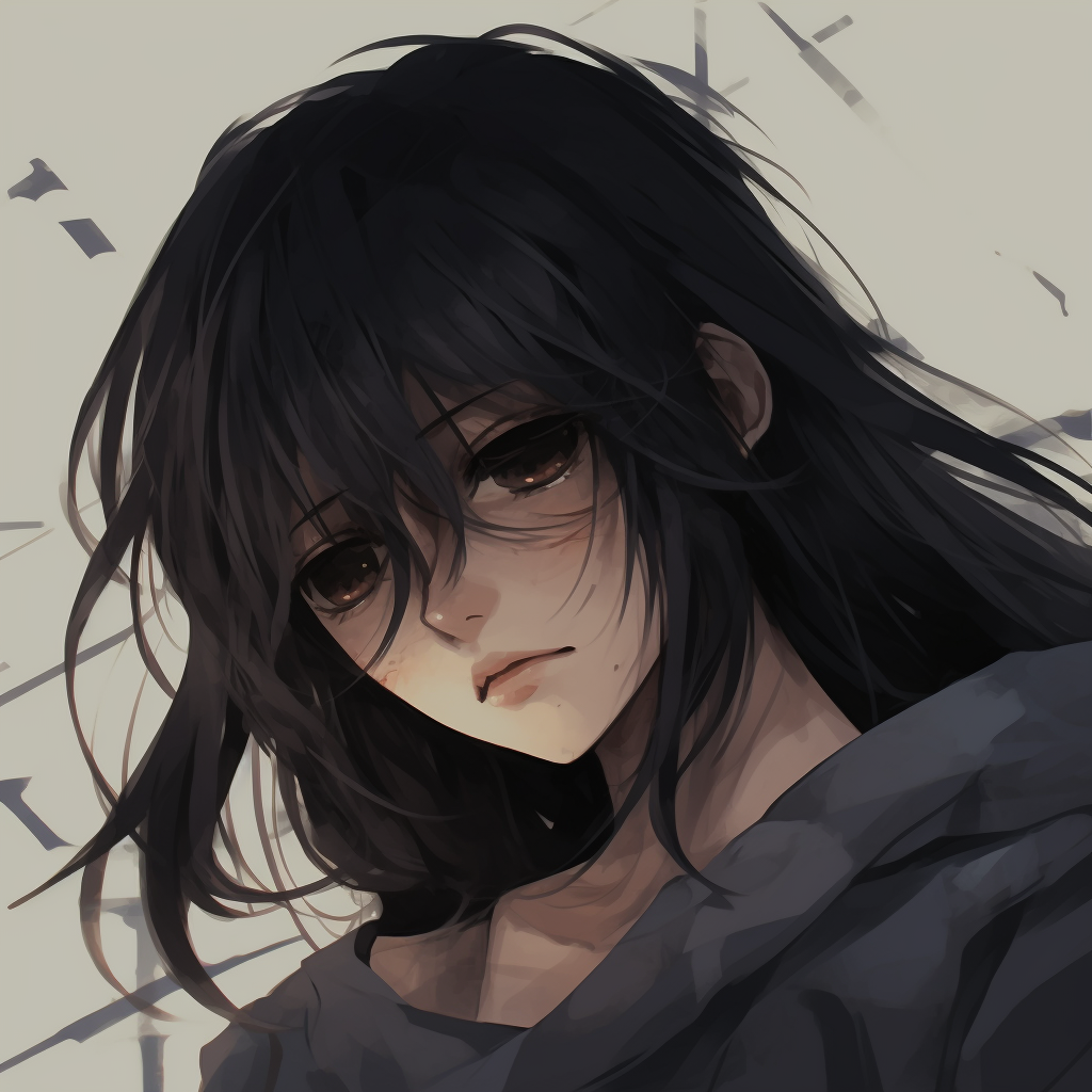 Character gazing sorrowfully, minimalist style with strong use of contrasting colors. sad anime pfp collection pfp for discord.