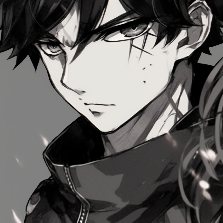 Two characters, sketch-like style, dynamic energy flowing between them. black and white matching pfp anime styles pfp for discord.