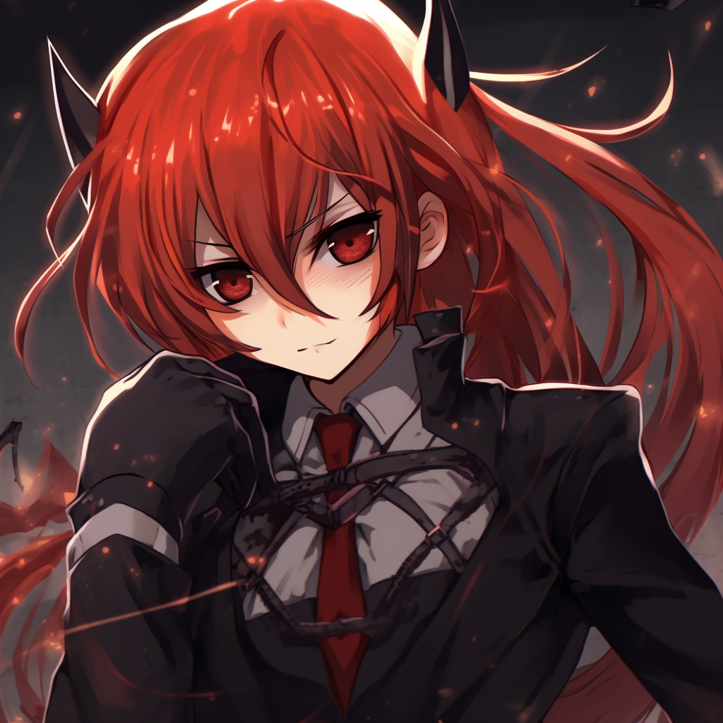 Rias ready to suck blood in dramatic pose, stark contrasts and ominous atmosphere. halloween pfp anime styles