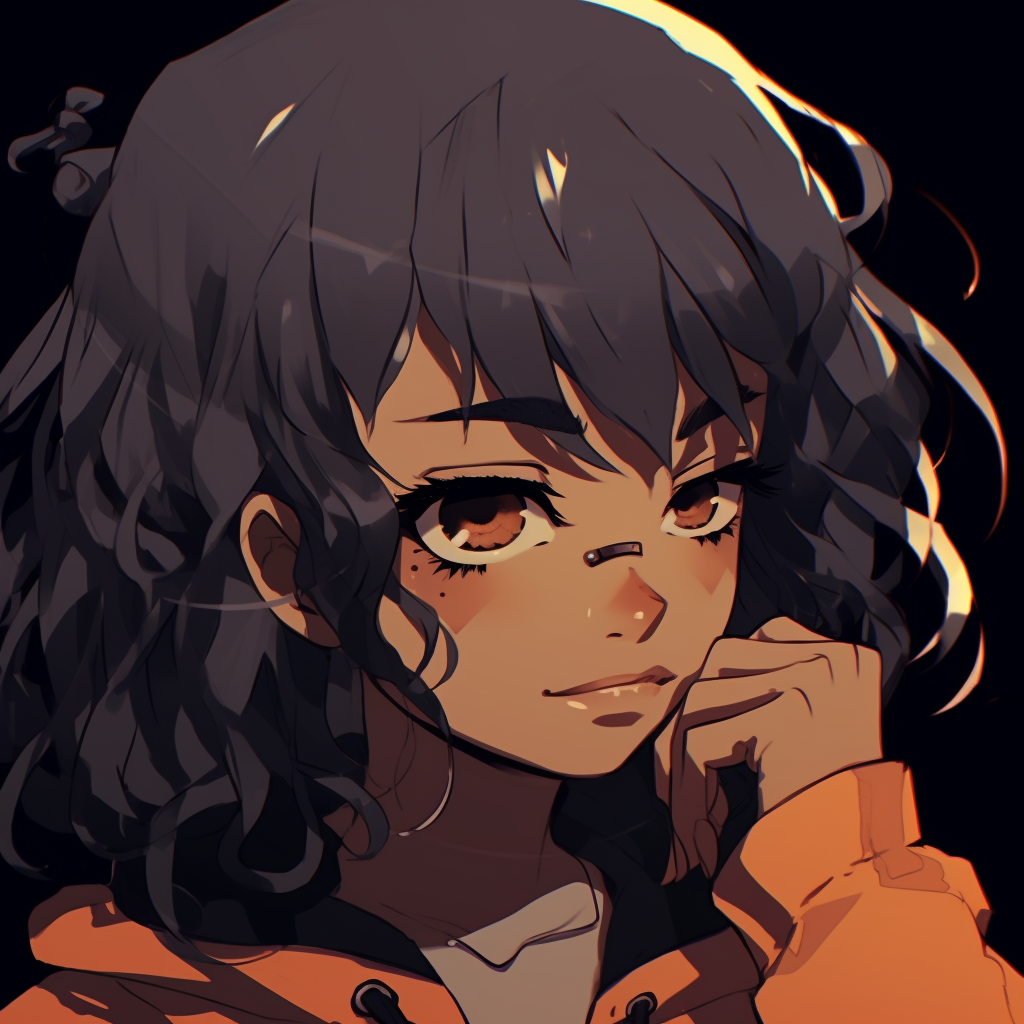 Artistic representation of a black anime superhero character, brilliantly visualized with strong outlines and high-energy colors. black anime pfp stylesHD, free download