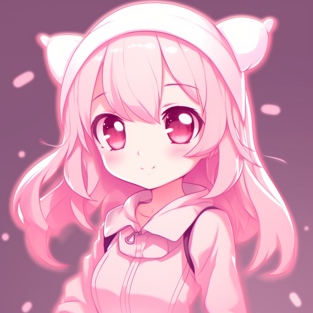 Profile picture featuring softly shaded anime character, focus on facial features with prominent pink tones. animated pink anime pfps