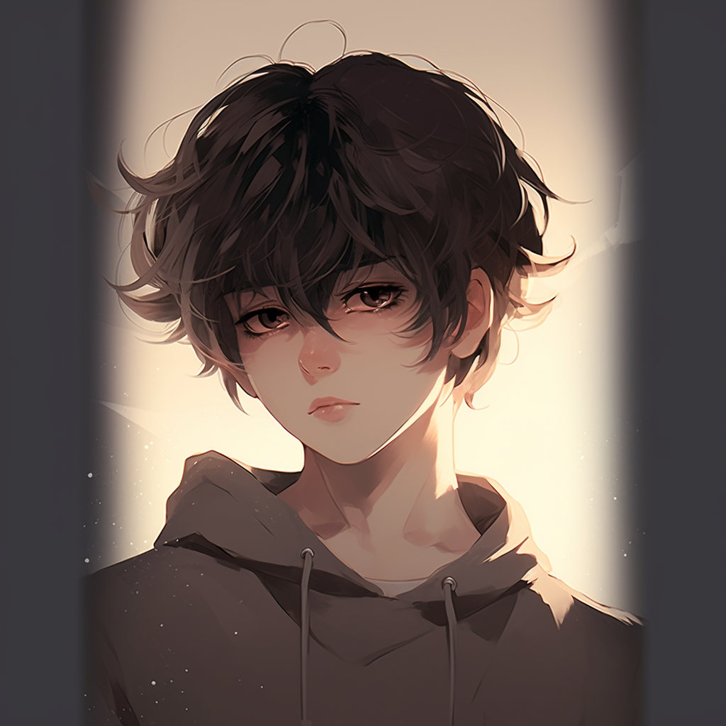 Anime boy with vibrant violet eyes, sparkly background and detailed hair strands. anime aesthetic pfp for boys