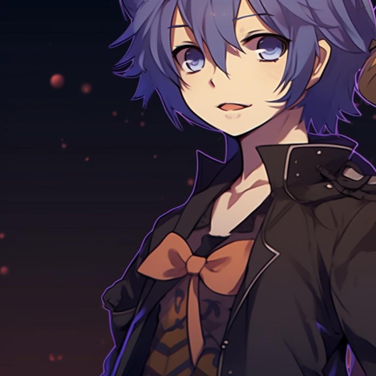 Two characters holding a smiling pumpkin, vivid colors and delightful expression. halloween theme oshi no ko matching pfp in anime pfp for discord.