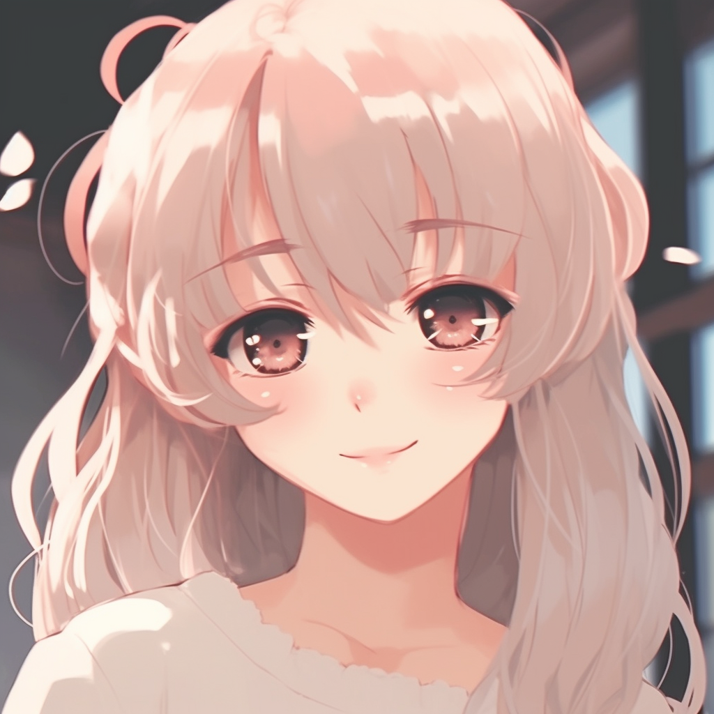 Close-up of a smiling anime girl, delicate shading and expressive features. anime artistic pfp