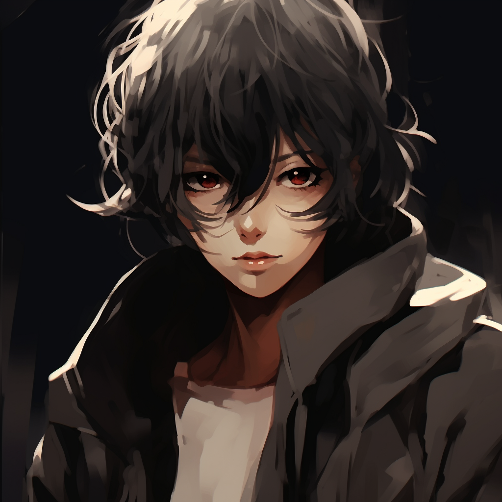 Mysterious anime girl emerging from shadows, muted colors and increased contrast. anime girl pfp cool pfp for discord.