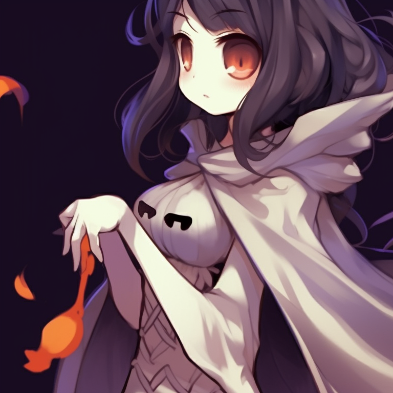 Two characters with carved pumpkins, soft lighting and autumnal tones. fresh couples matching pfp halloween theme designs pfp for discord.