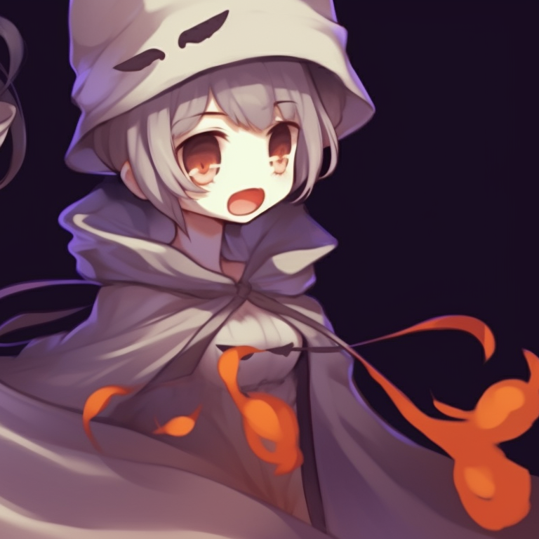 Two characters with carved pumpkins, soft lighting and autumnal tones. fresh couples matching pfp halloween theme designs pfp for discord.