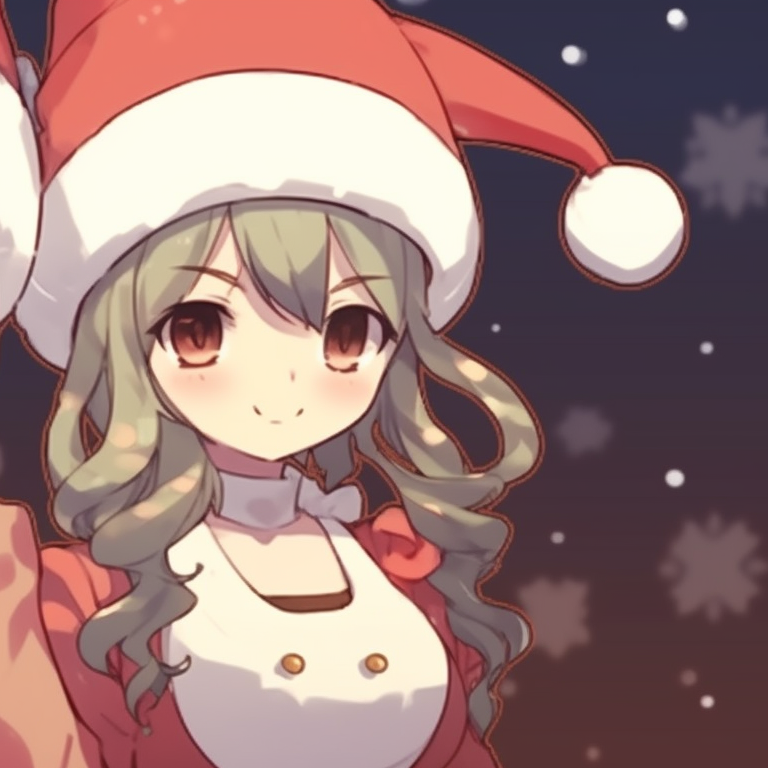 Two characters with snowflake halos, vibrant colors and a snowy backdrop. classy matching christmas aesthetic pfp pfp for discord.