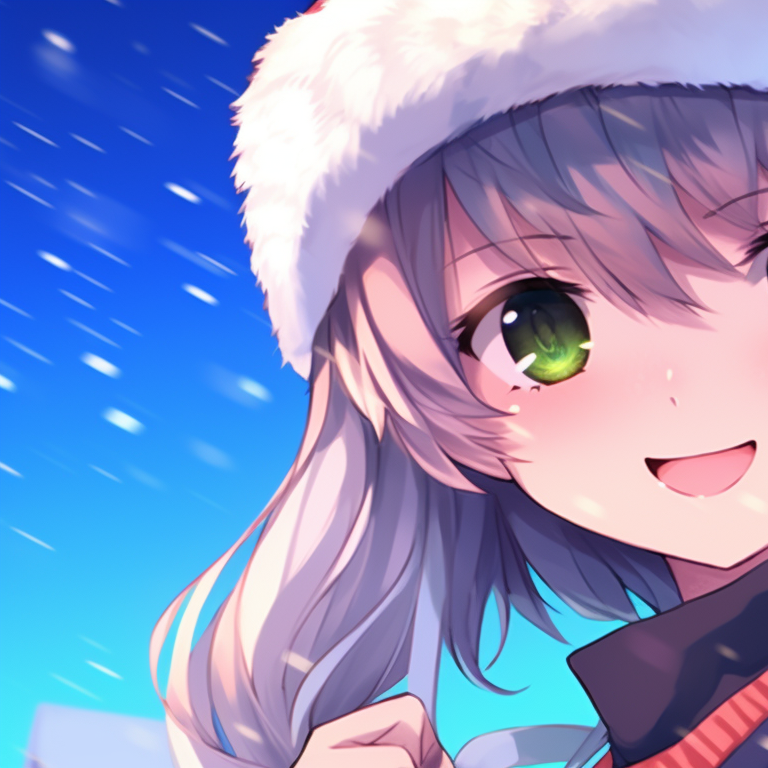 Two characters in cold-weather attire, cool colors and snow-covered scenery. celebrate with matching christmas discord pfp pfp for discord.