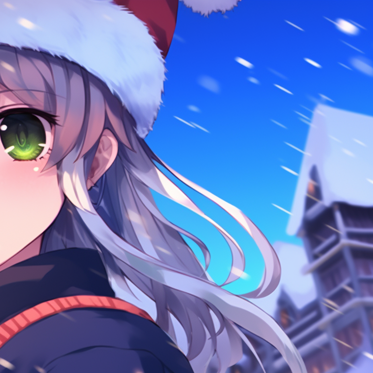 Two characters in cold-weather attire, cool colors and snow-covered scenery. celebrate with matching christmas discord pfp pfp for discord.