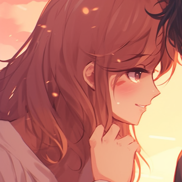 Matching profile pictures of two characters under the starred sky, crisp lines and bold colors, gazing at the night’s beauty side by side. unique matching anime pfp for couples pfp for discord.