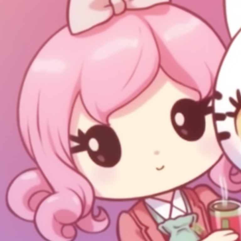 Hello Kitty-themed matching outfits, each character wearing a large bow. hello kitty themed matching pfp pfp for discord.