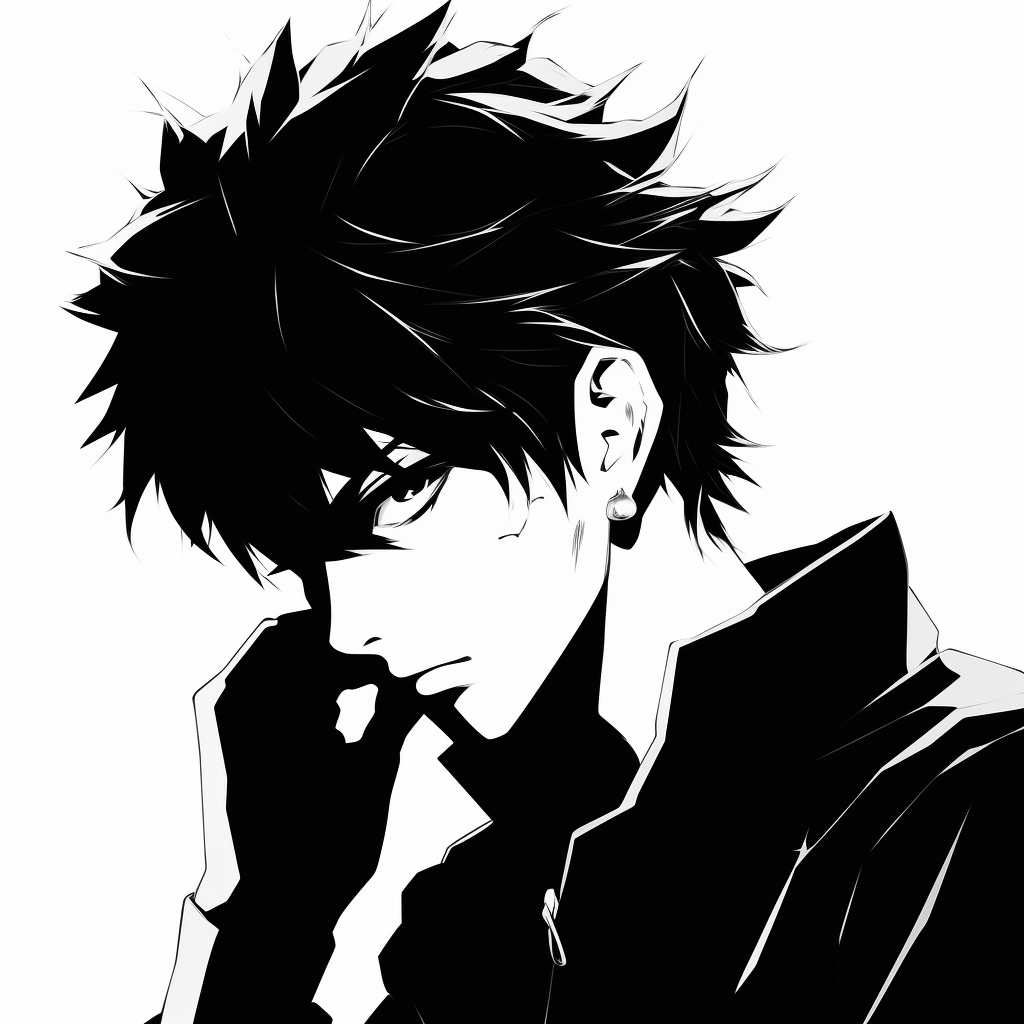 Levi from Attack on Titan, high contrast between shadows and lit areas, focus on stern expression. trending black and white anime aesthetic pfp pfp for discord.