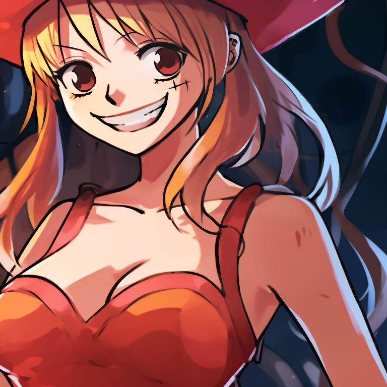 Close-up of Luffy and Nami, under the Halloween moonlight, with detailed facial expressions. anime characters matching pfp pfp for discord.