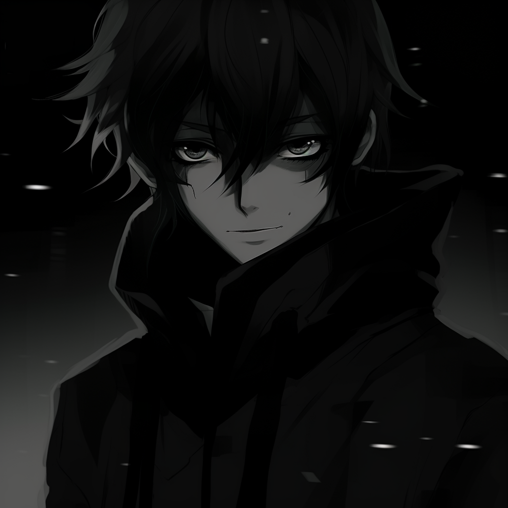 Portrait emphasizing an intense stare from a black-haired anime character, featuring vibrant eye colors and detailed hair strands. black pfp anime characters pfp for discord.