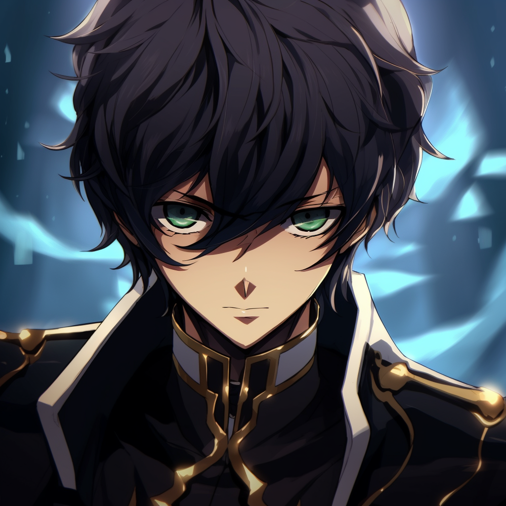 Close-up shot of Lelouch's eye, with the Geass symbol in bright color against dark background cool pfp anime characters pfp for discord.