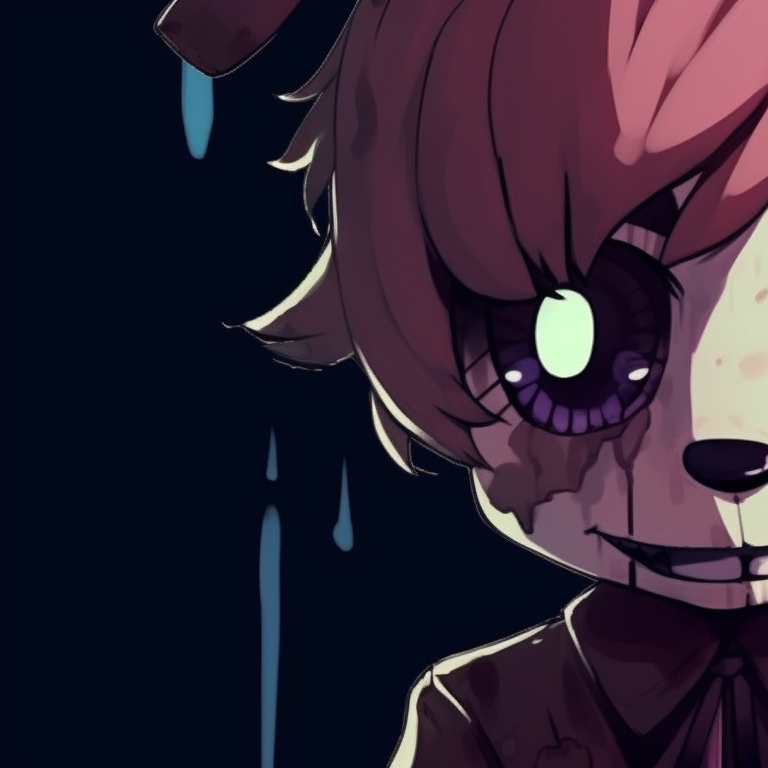 Two characters mirroring each other's expressions, vivid colors and a grim mood. awesome fnaf pfps to match pfp for discord.