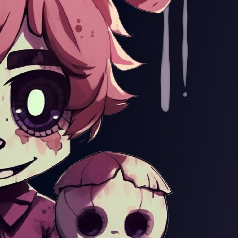 Two characters mirroring each other's expressions, vivid colors and a grim mood. awesome fnaf pfps to match pfp for discord.
