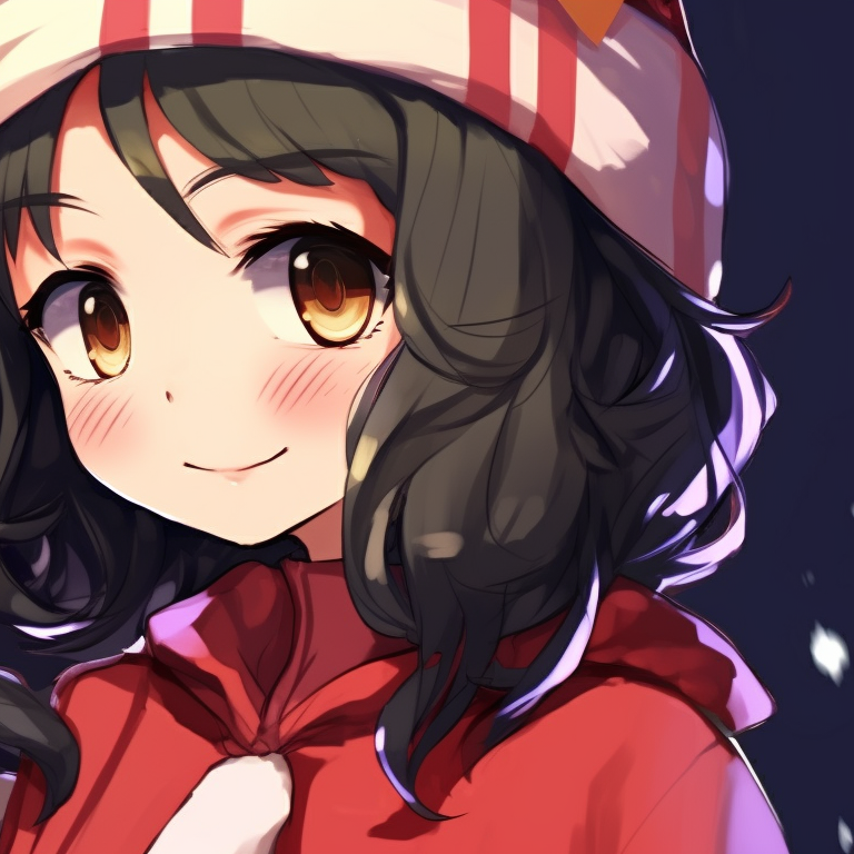 Two characters in holiday attire, preparing for battle, intense expressions. matching christmas demon slayer pfp characters pfp for discord.