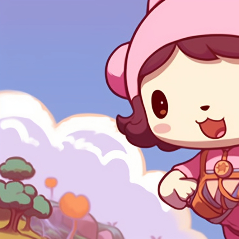 Two characters enjoying in the spring, drawn in pastel colors and simple lines. cartoon based matching sanrio pfp pfp for discord.