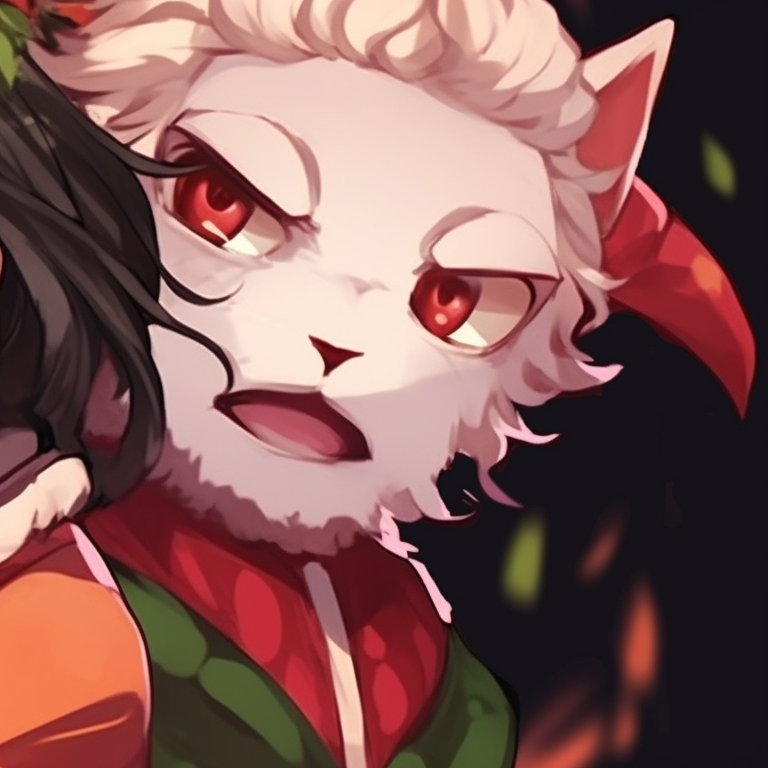 Two characters in matching Christmas outfits, strikingly contrast auras, detailed holiday motifs. matching christmas demon slayer pfp outfits pfp for discord.