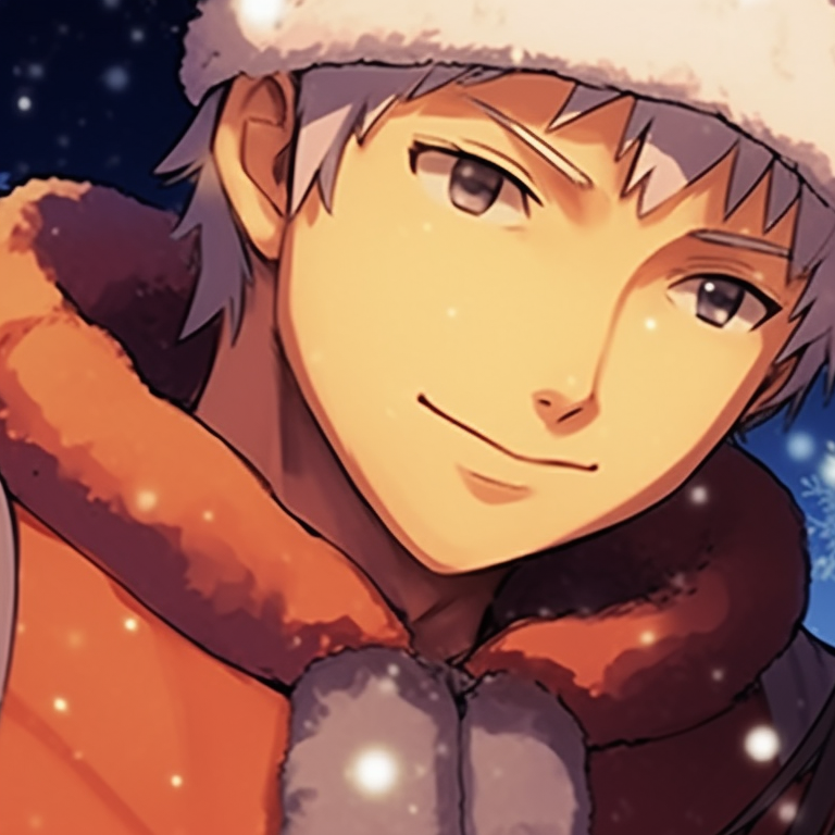 Sakura and Sasuke in matching Christmas apparel, pastel color palette. perfect naruto christmas match-up pfp pfp for discord.