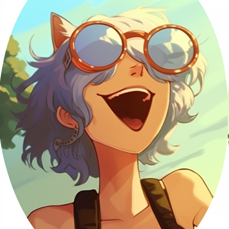 Two characters playfully wrestling, one with a laughing mask, cool color palette. pfp for friends with humor pfp for discord.