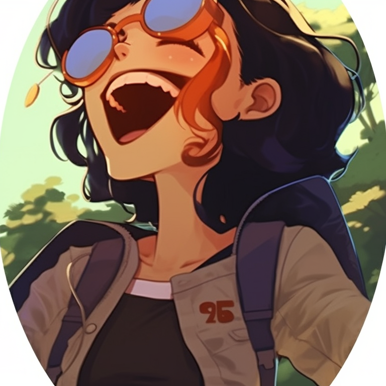 Two characters playfully wrestling, one with a laughing mask, cool color palette. pfp for friends with humor pfp for discord.