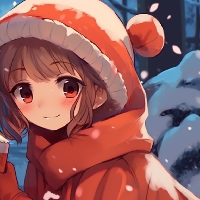 Two characters singing Christmas carols, detailed expressions and mood lighting, reflective of a joyous moment. christmas matching pfp for festive pfp for discord.