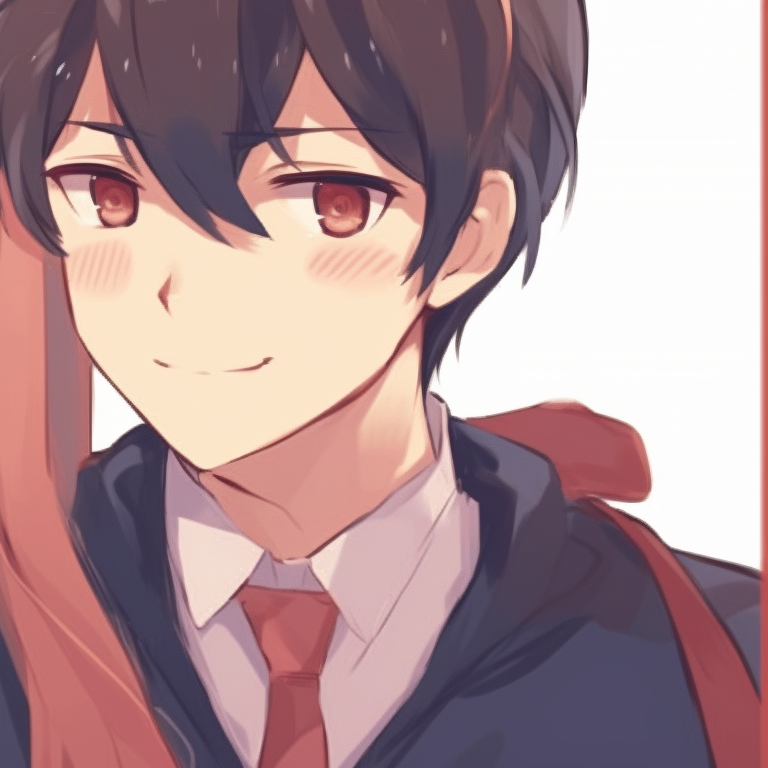 Two chibi characters, eye-catching colors and playful poses. matching anime couple pfp pfp for discord.