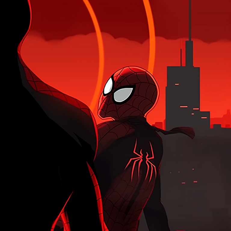 One image split into two profile pictures, each half displaying a different Spider-Man character. creative ideas for spider man matching pfp pfp for discord.