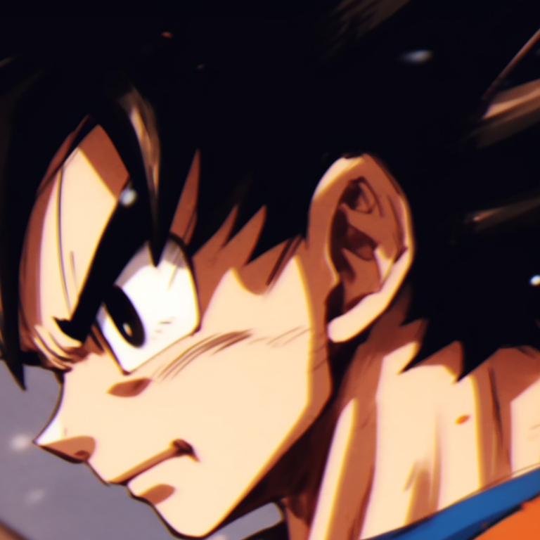 Goku and Chichi sharing a powerful moment, hand-in-hand, the art style incorporates bold colors and dynamic lines. goku vs chichi battles pfp for discord.