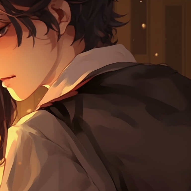 Two characters wearing pumpkin-inspired attire, bright orange colors, smiling at each other. anime theme matching couples pfp for halloween pfp for discord.