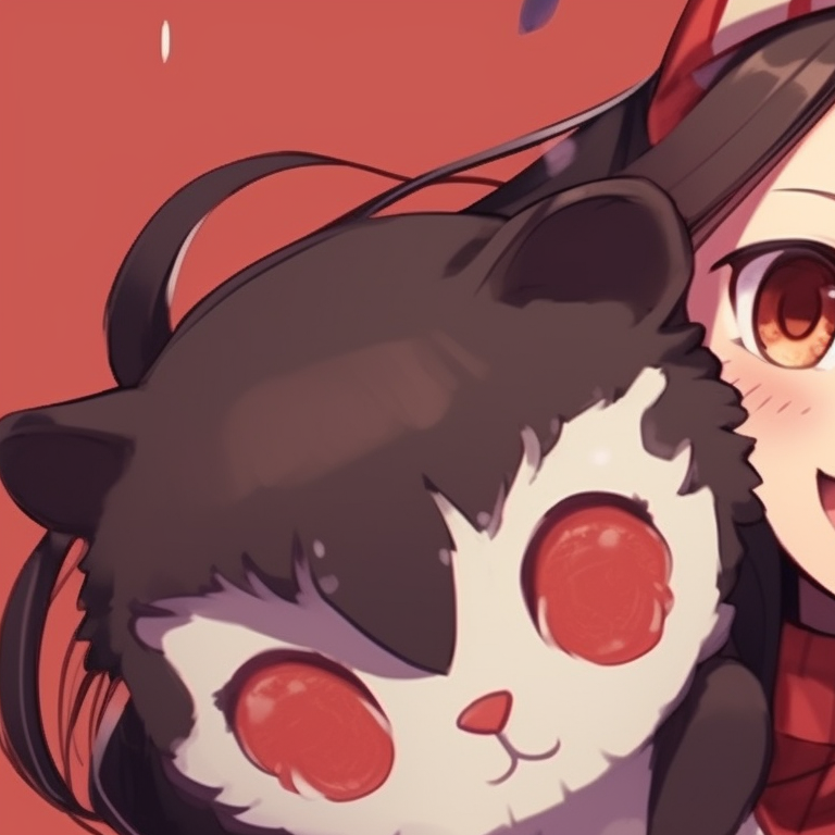 Nezuko and a demon companion in a winter landscape, cool color tones, soft brush strokes and drifting snow details. nezuko-themed matching christmas pfp pfp for discord.