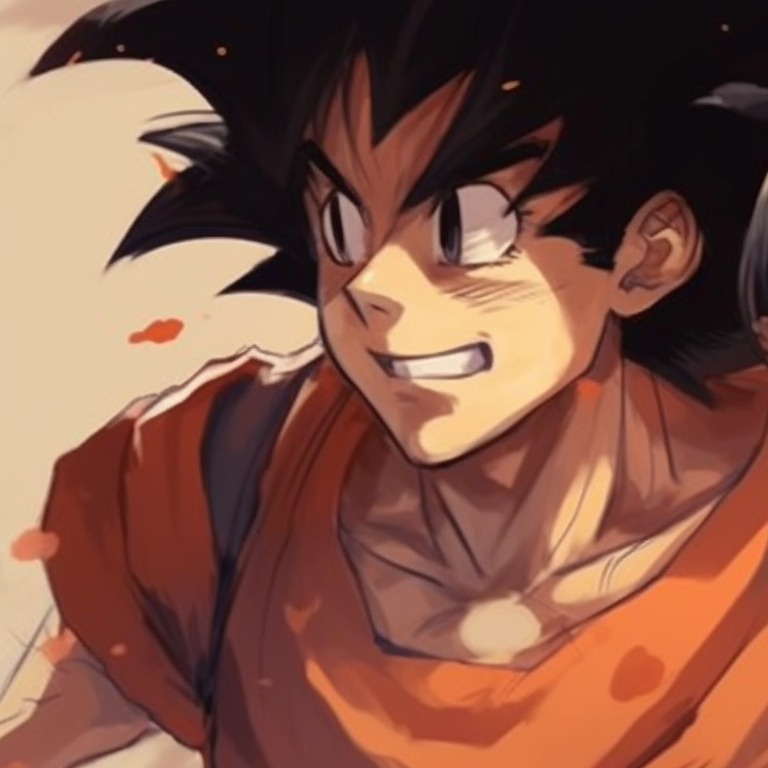 Goku and Chichi in their battle stances, the art style showing a high level of shading and detail. goku vs chichi battles pfp for discord.