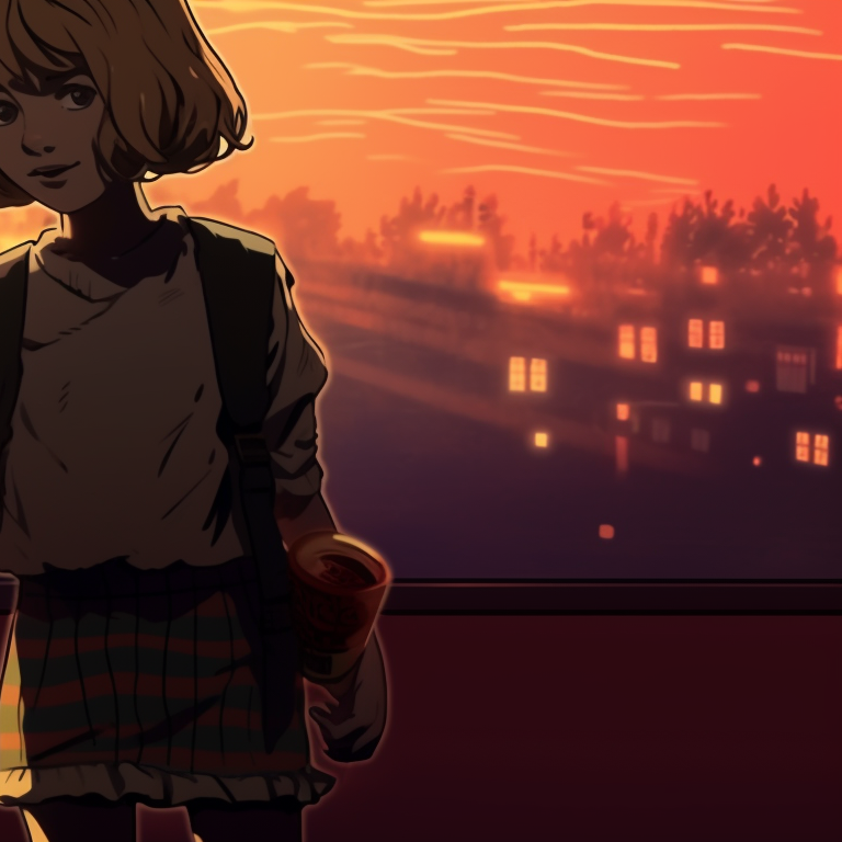 Lucas and Max on their skateboards, holding their Halloween bags, the rooftop silhouette of Hawkins infusing an eerie vibe. stranger things matching pfp featuring halloween theme concept pfp for discord.