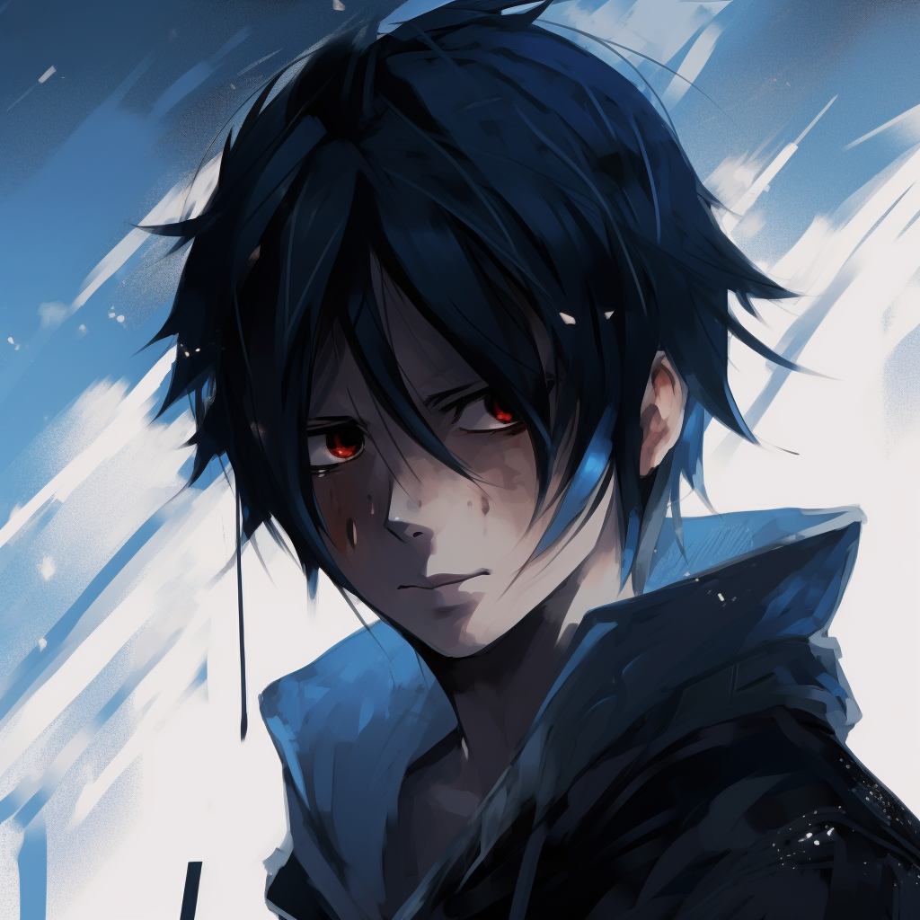 Close-up of Sasuke's Sharingan eye, vibrant red hues and meticulous detailing. anime pfp naruto inspired guys pfp for discord.