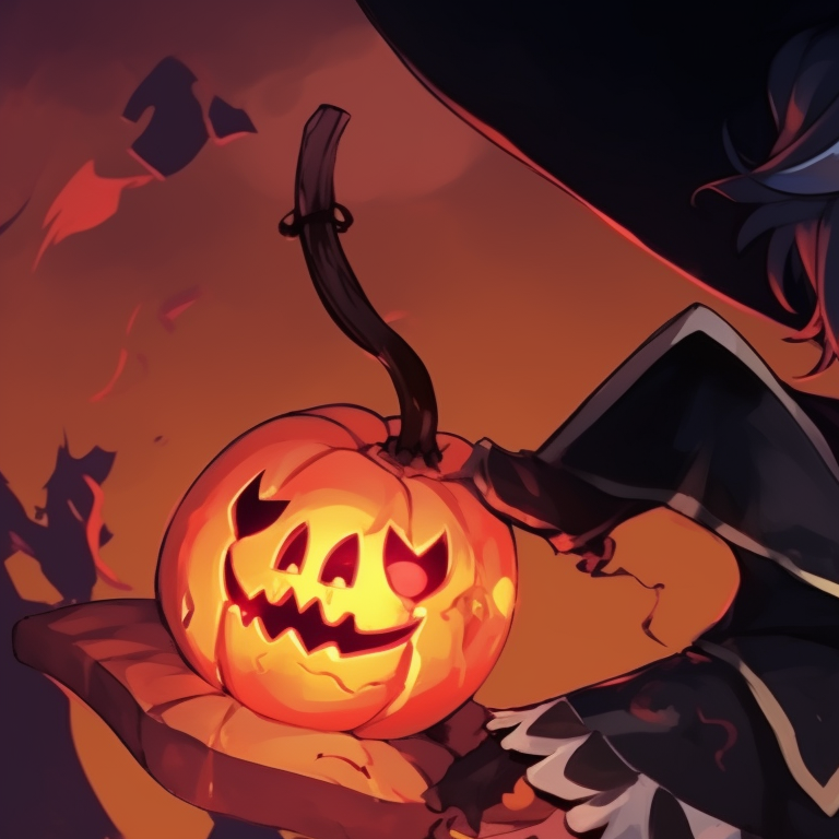 Two characters, stylized in Halloween attire along with detailed skull motifs. halloween anime pfp designs pfp for discord.