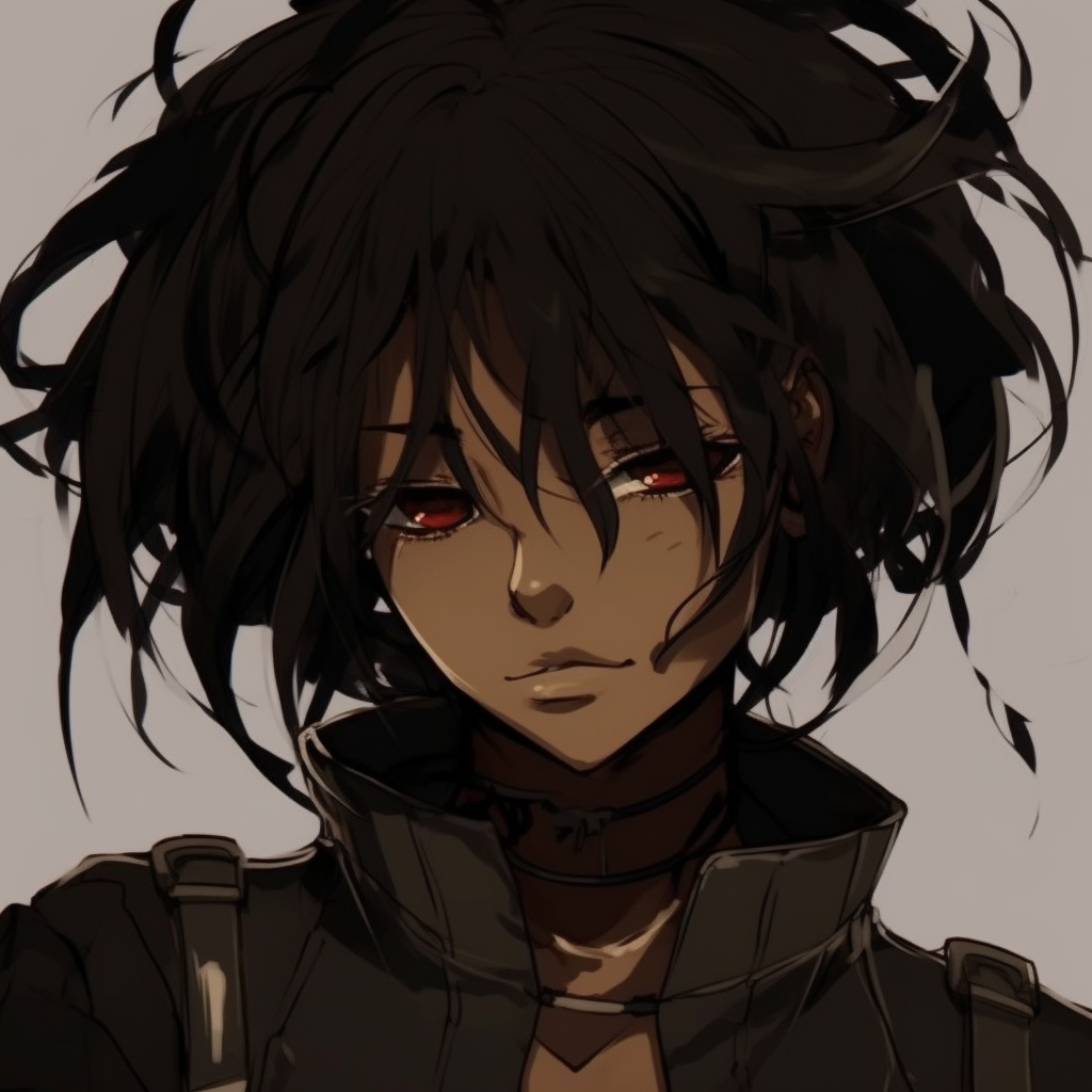 Intense close up of anime warrior, detailed expression and complex hair elements. black anime pfp inspirationsHD, free download