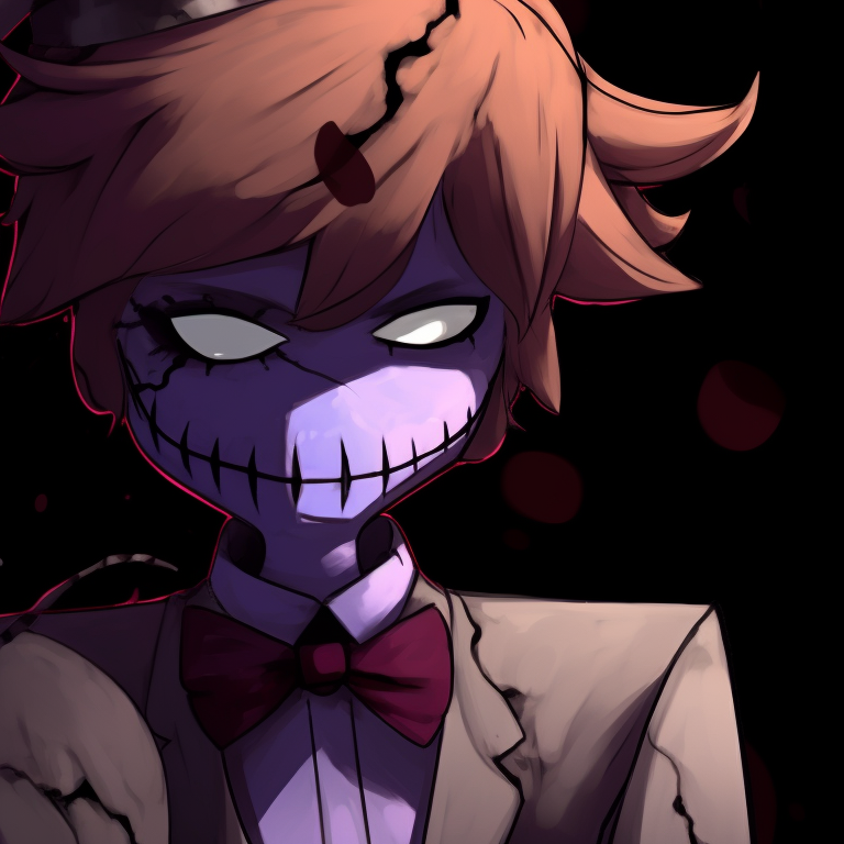 Two Fnaf characters, darker tones and fear-inducing aesthetics, standing back-to-back. halloween theme fnaf matching pfp variations pfp for discord.