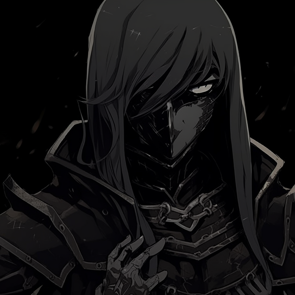 Close-up of male character's eyes, surrounded by darkness with piercing vivid colors. darkness anime pfp males pfp for discord.