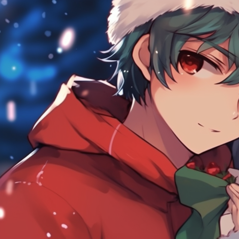 Two characters sharing a warm drink, cozy atmosphere with warm hues. wonderful matching christmas pfp aesthetic pfp for discord.