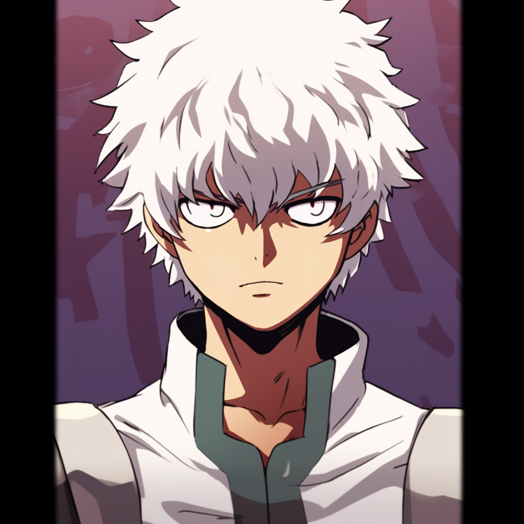Gintoki from Gintama captured in a comic staring contest, emphasizing the fun art style and his iconic silver hair. top anime pfp funny pfp for discord.