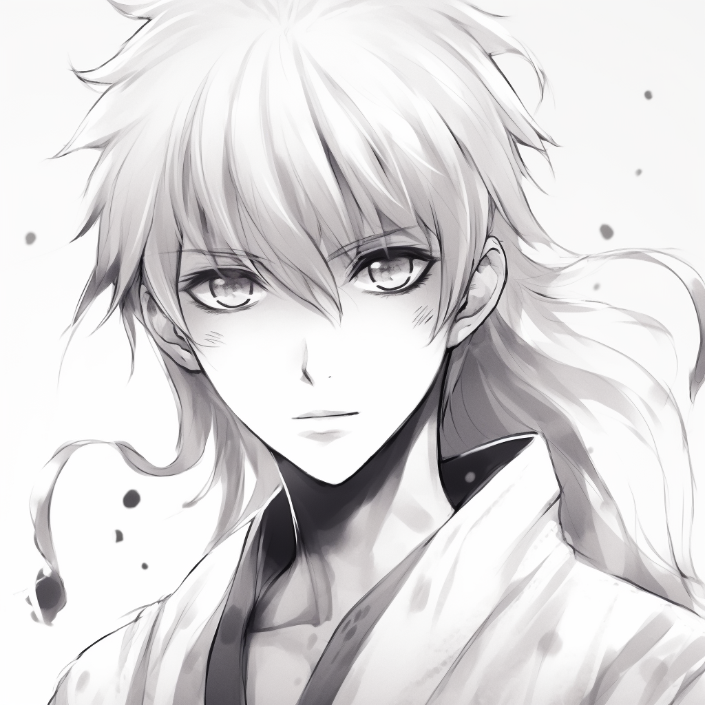 Ichigo Kurosaki from Bleach, detailed in monochrome white. monochrome white anime pfp