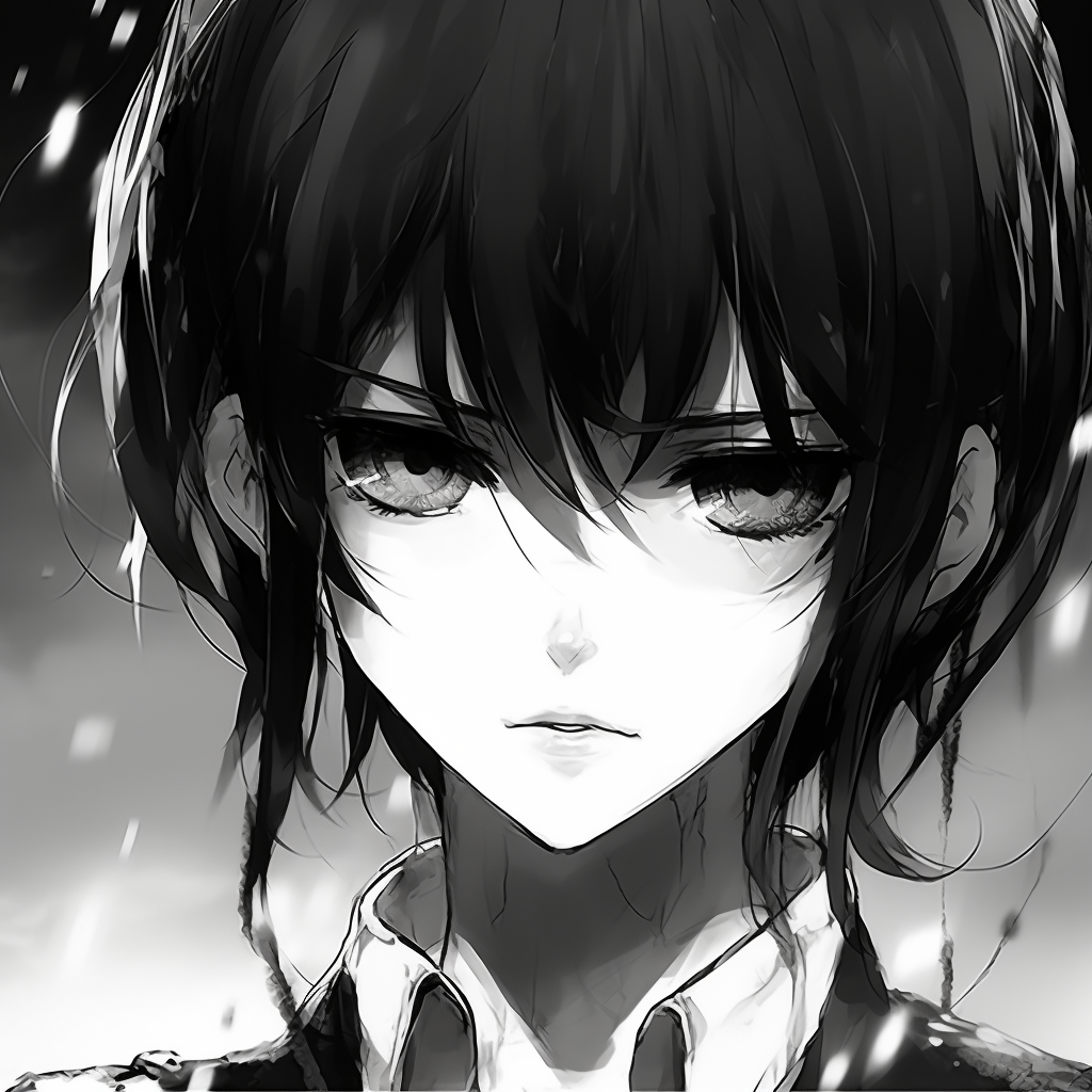 One Piece's Luffy in a gritty and bold sketched style prime black and white pfp anime characters pfp for discord.