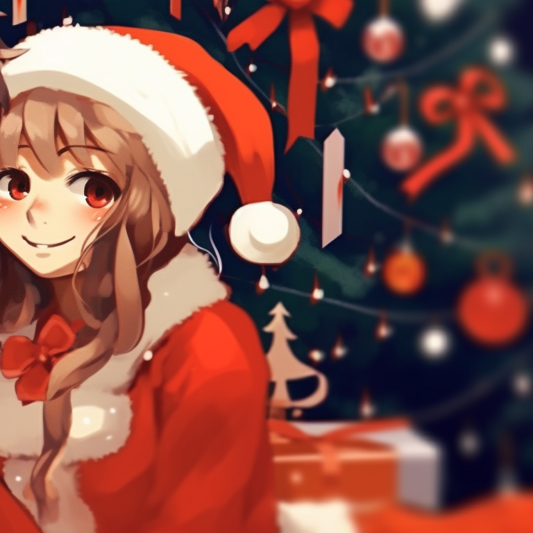 Two characters sharing a festive moment, simple and bold art style. gifs for matching christmas pfp in preppy style pfp for discord.