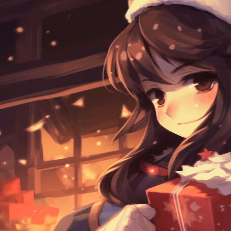 Hu Tao in winter garb dragging companion into a snowy adventure, dynamic lines and cool hues. top matching hu tao christmas pfp pfp for discord.