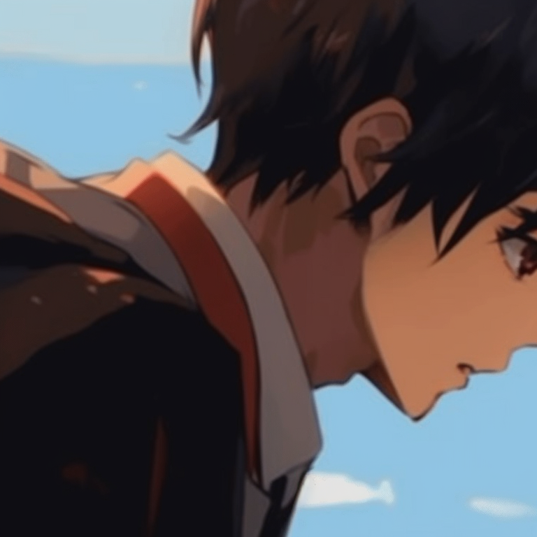 Two characters under a night sky, glowing eyes, drawn in high contrast colors. secretive matching gif pfp pfp for discord.