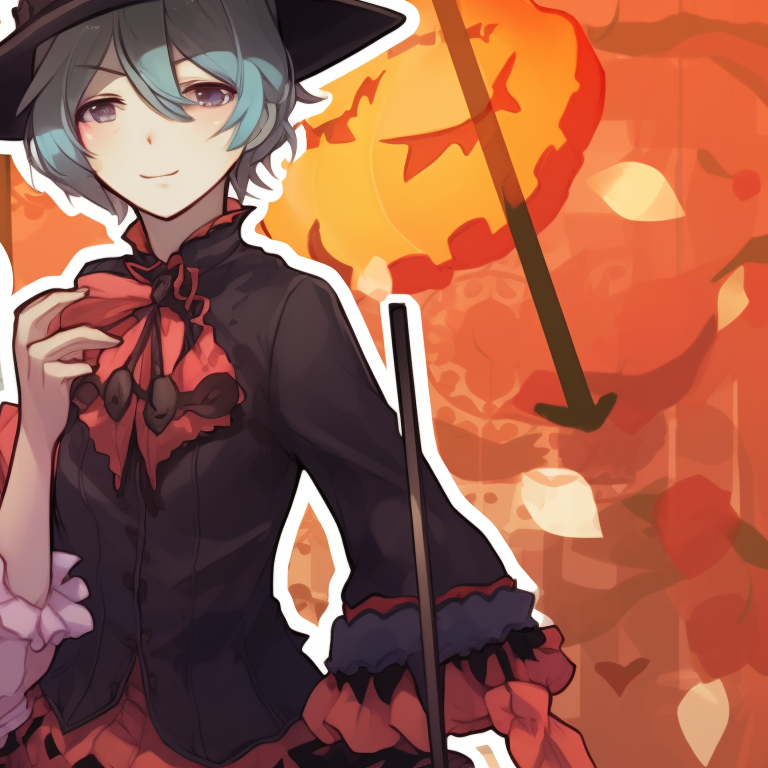 Close-up of two characters in spook-themed makeup, soft shading and cool undertones. my dress up darling matching pfp halloween decorations pfp for discord.